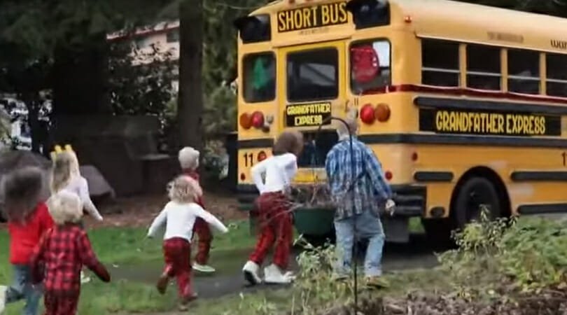 Grandfather buys school bus so he can take all 10 of his grandchildren to school every day